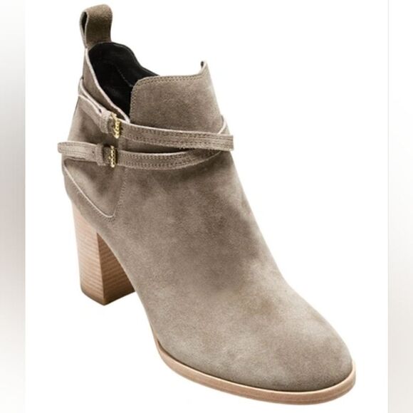 Cole Haan Taupe Brown Suede Bootie Neutral Classic Academia Minimalist 7½ - Picture 9 of 14